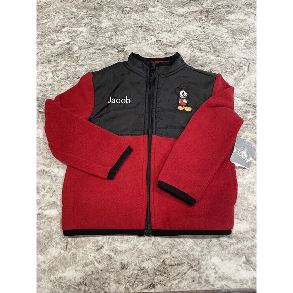 Disney Store Mickey Mouse Fleece Jacket Red Size 3 New JACOB on Jacket Jacob - Picture 1 of 6